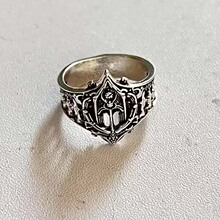 欧美跨境新品古典哥特复古戒指 时尚创意节日礼物城堡个性指环