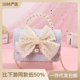 Winter fashionable universal cute handheld shoulder bag with bow, wallet, western style
