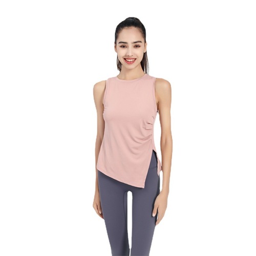Cross-border Lulu women's yoga top summer sleeveless fitness backless dry-fit sport T-shirt exercise fitness clothing for women