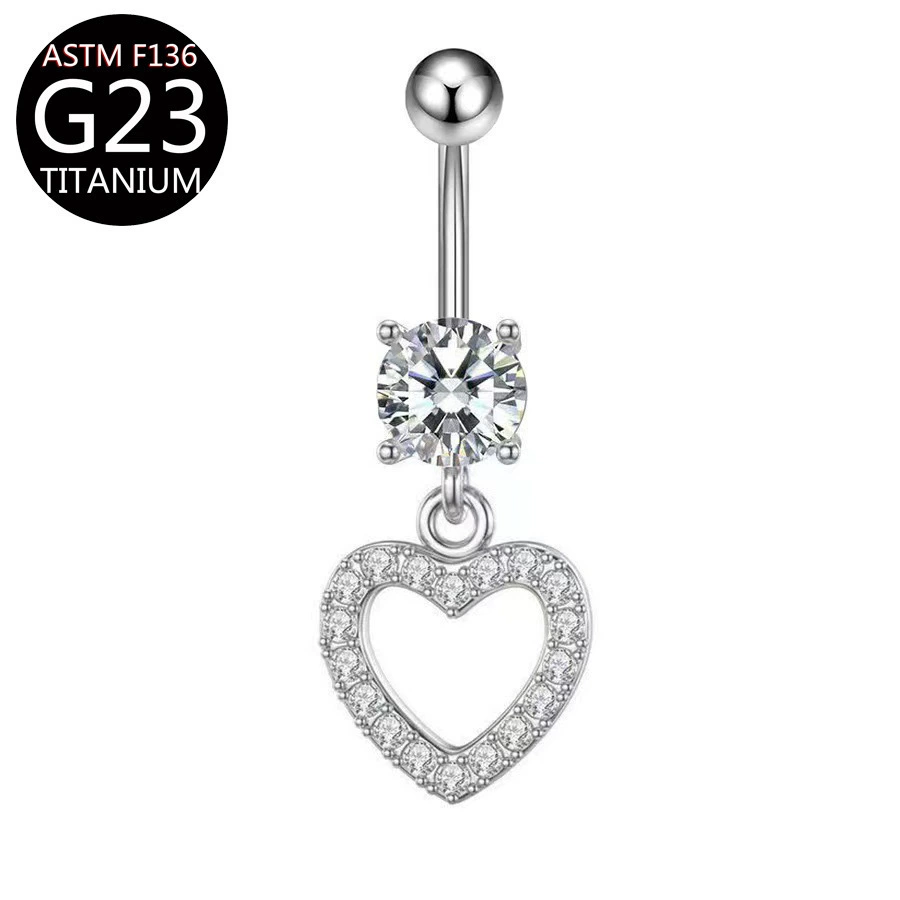 Belly button piercing with zircon drop-shaped, flowered
