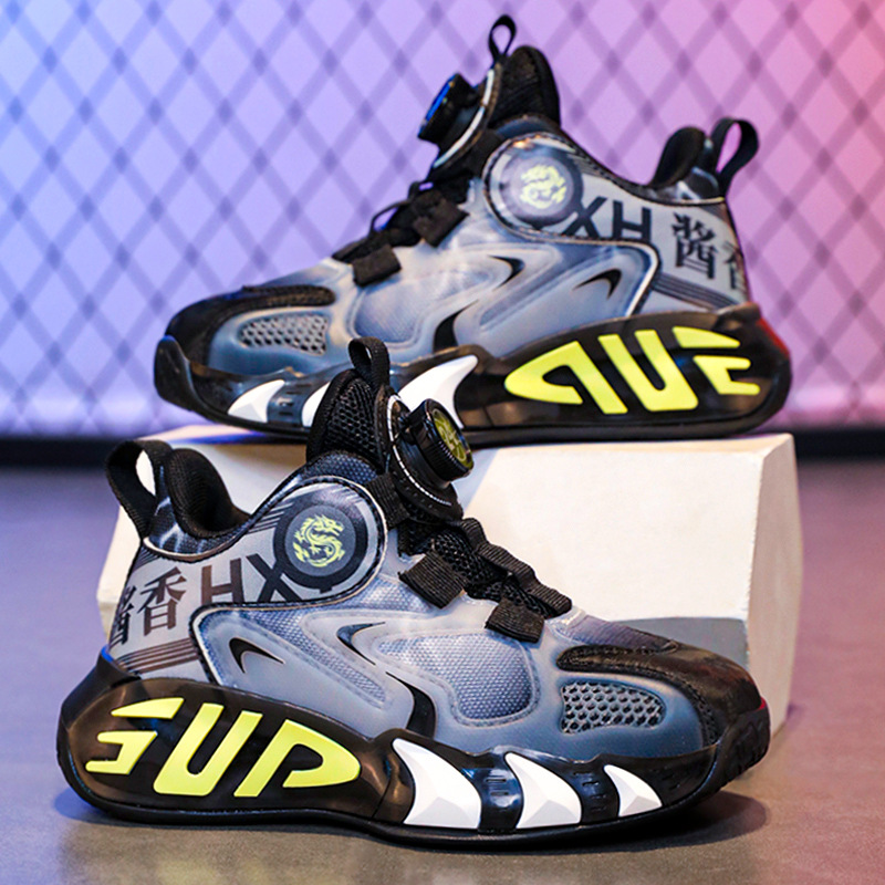 Primavera y otoño nuevos zapatos de baloncesto transpirables para niños, zapatos de chicas, zapatos de corrida resistentes al desgaste y amortiguadores para niños