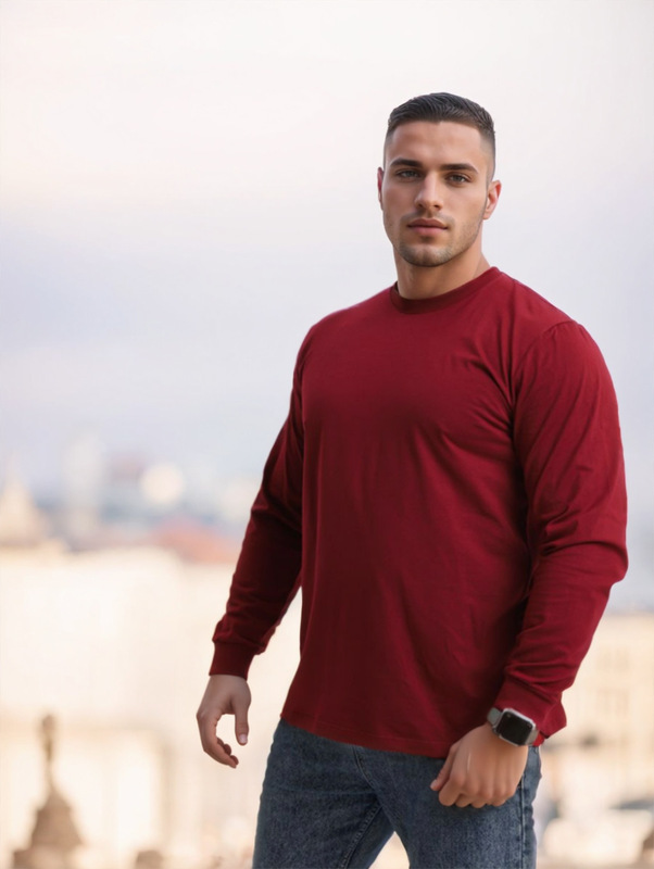 ヘビーウェイトピュアコットン長袖Tシャツプラスサイズラウンドネックルーズメンズボトムス秋服メンズトップスマン工場直接供給|undefined