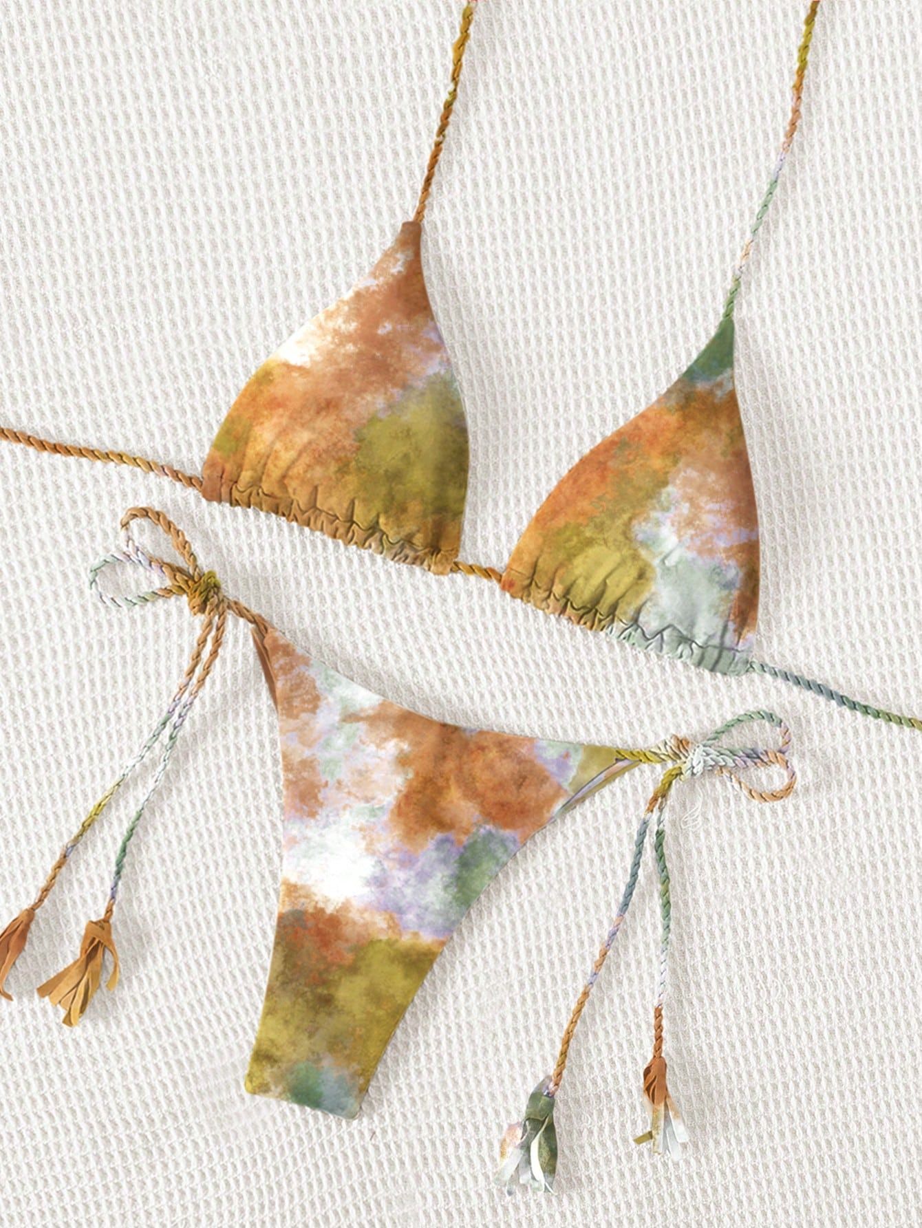 Women Seperated Swimwear Tie Dyed Sexy Bikini