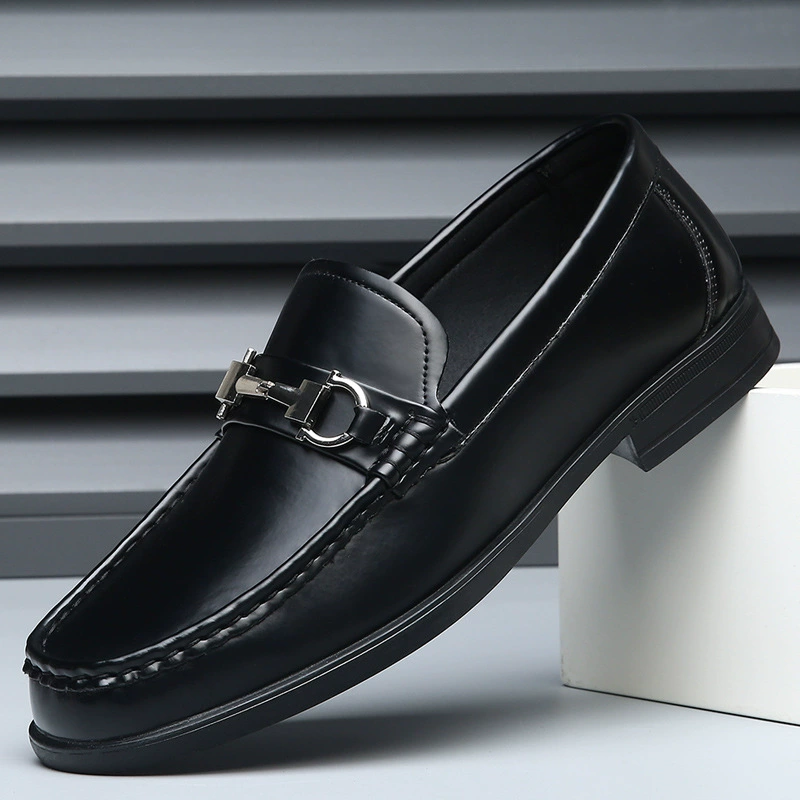 Мужские весенние дышащие повседневные кожаные туфли без шнуровки, нескользящие деловые кожаные туфли без шнуровки, мужские универсальные туфли-бини