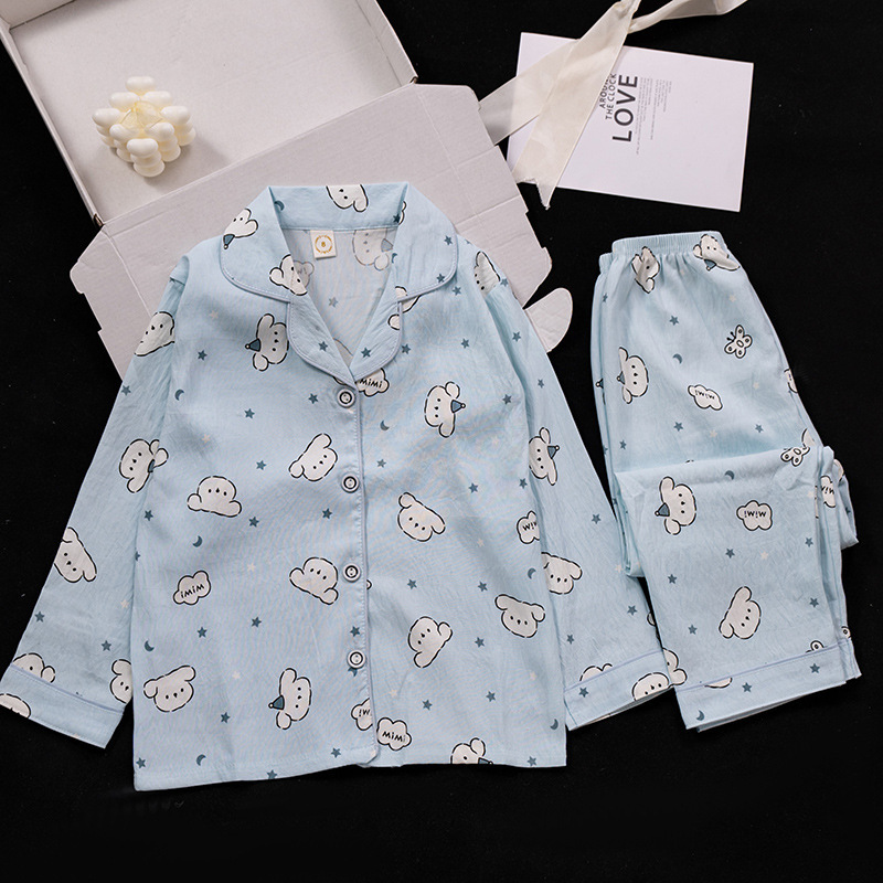 2025新款女童睡衣夏季薄款云朵棉卡通长袖可爱中大童家居服套装|undefined