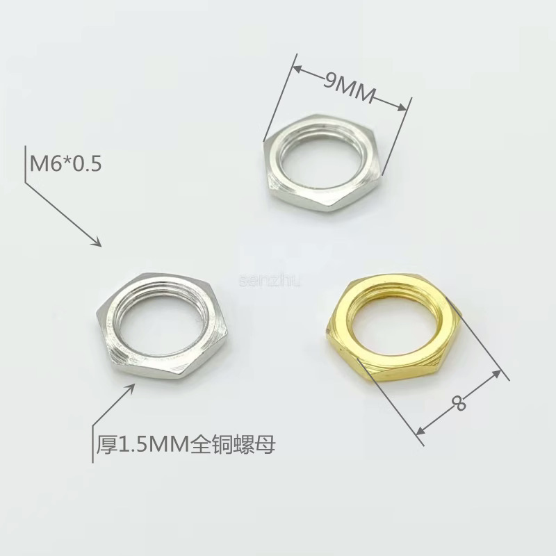 3.5 Earphone Socket M6 0.5 Screw Gold-plated Nut 1.5 Thick Hexagonal...