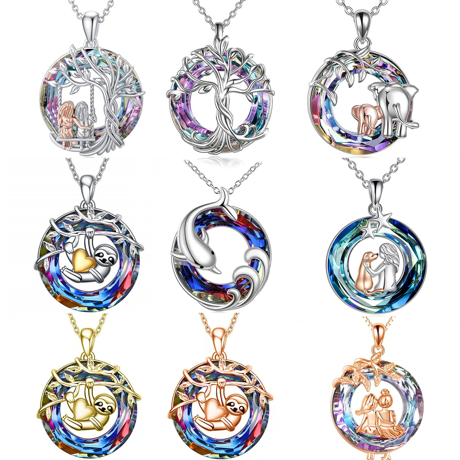 Yunjin joyería transfronteriza Venta caliente moda europea y americana Árbol de la vida colgante personalidad simple hueco Árbol de la vida collar image 2