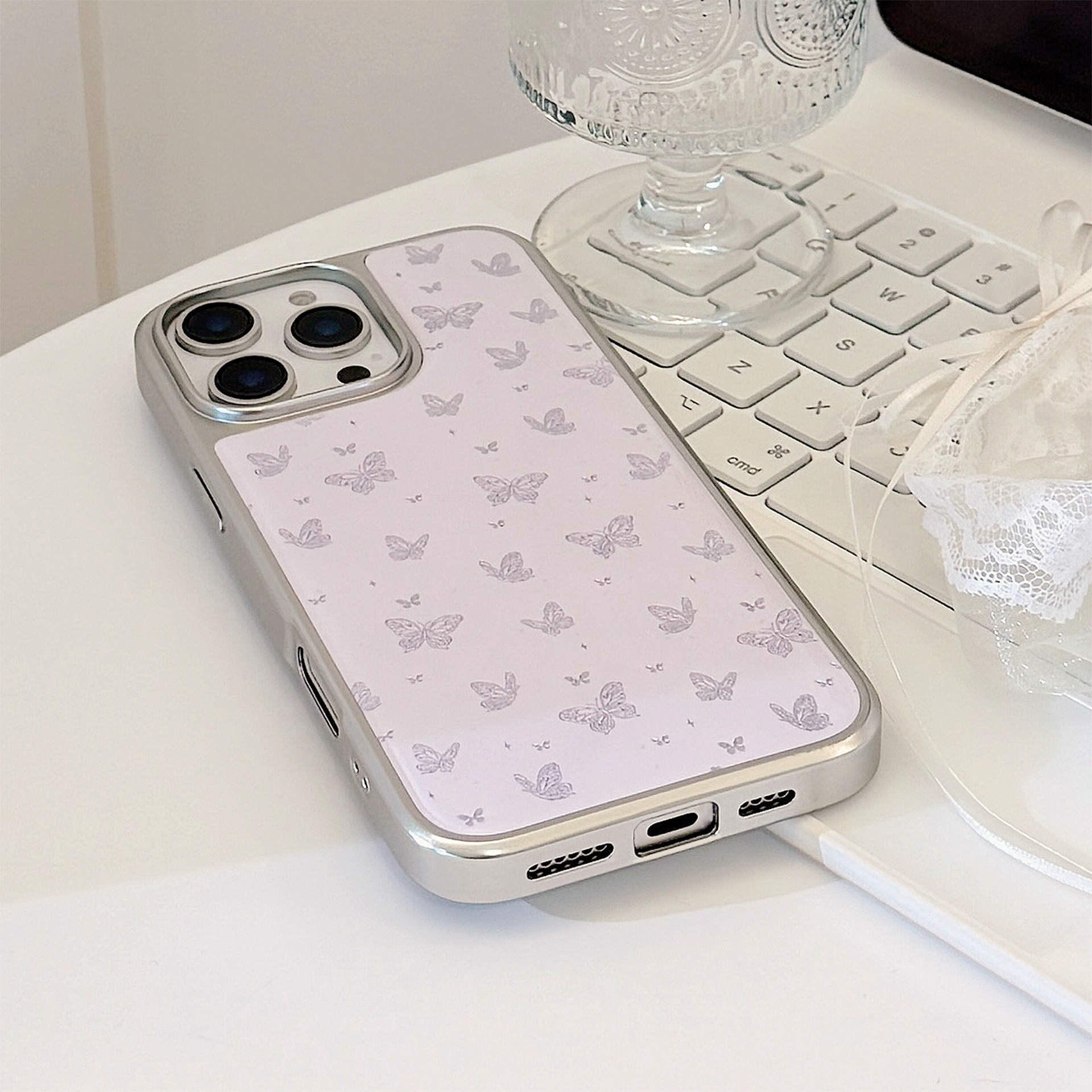 Custodia protettiva a farfalla viola per iphone e huawei_voghion.com