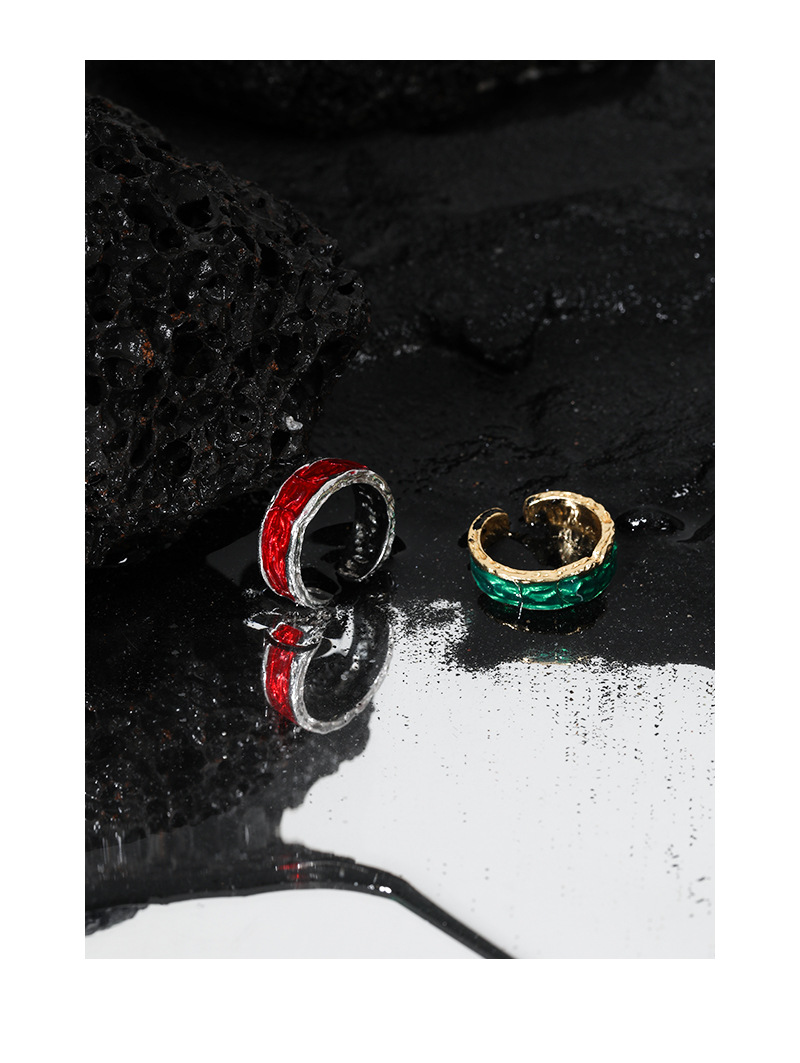 Vintage Style Color Block Sterling Silver Plating Open Ring