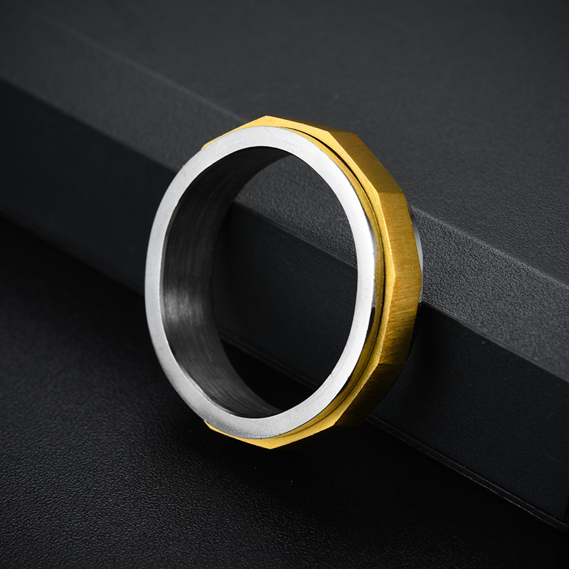 12, 6, 7 Ring Size Retro Classic Style Geometric Titanium Steel Plating Unisex Rings Men Band Rings