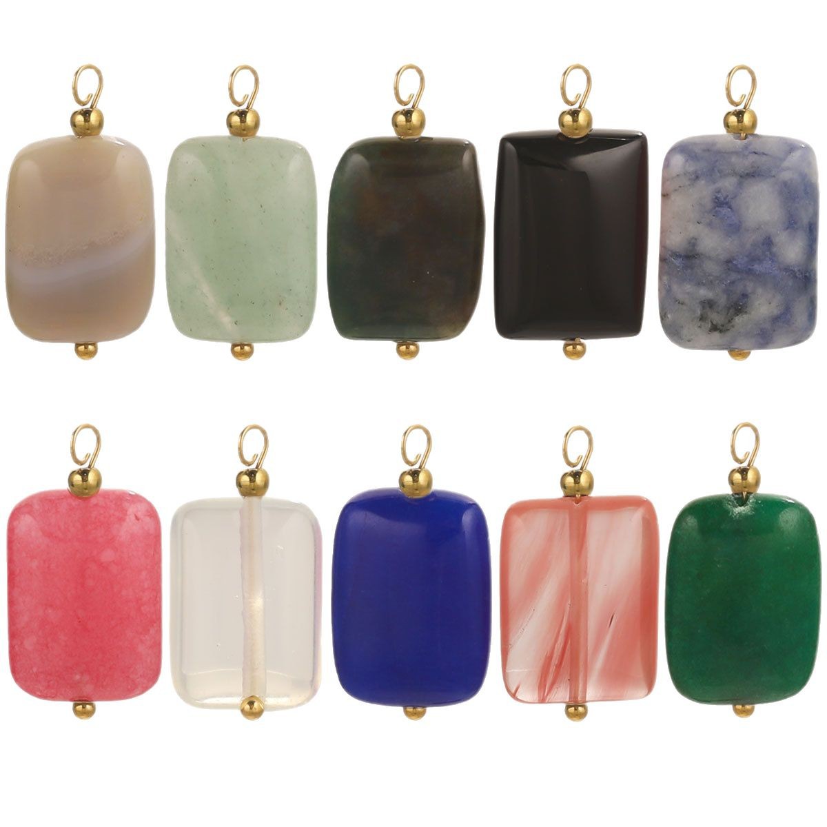 Piedra natural de acero inoxidable hecha a mano colgante colgante cuadrado DIY collar pendientes pulseras joyas accesorios al por mayor