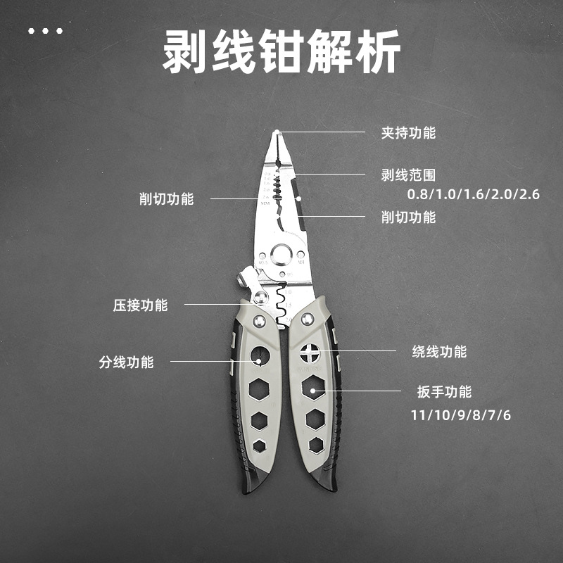Alicates para pelacables Alicates para electricitadores multifuncionales Alicates manuales de grado industrial Alicates para cables que ahorran mano de obra Alicates para laminadores Alicates para pelar Alicates para cortar cables