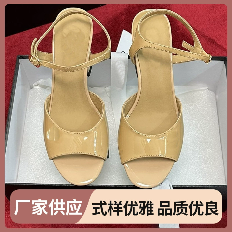 Отечественная покупка 2024 летних толстых каблуков на высоком каблуке модные женские сандалии