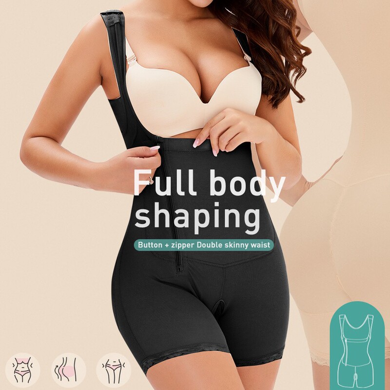 Topmelon Popular Large Size Side Zipper Buttoned One-Piece Tummy-Tightening Butt-Lifting Body-Shaping Garment D022B
