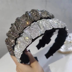 韓版水鑽頭飾發箍女外出百搭時尚氣質發卡簡約壓發寬版頭箍髮飾