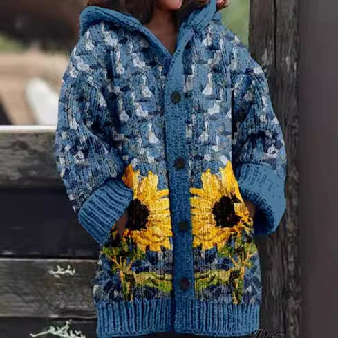 Внешняя торговля через границы 2024 Amazon ретро жаккардовый зимний куртка утолщенный осень-зима кардиган свитер новый стиль