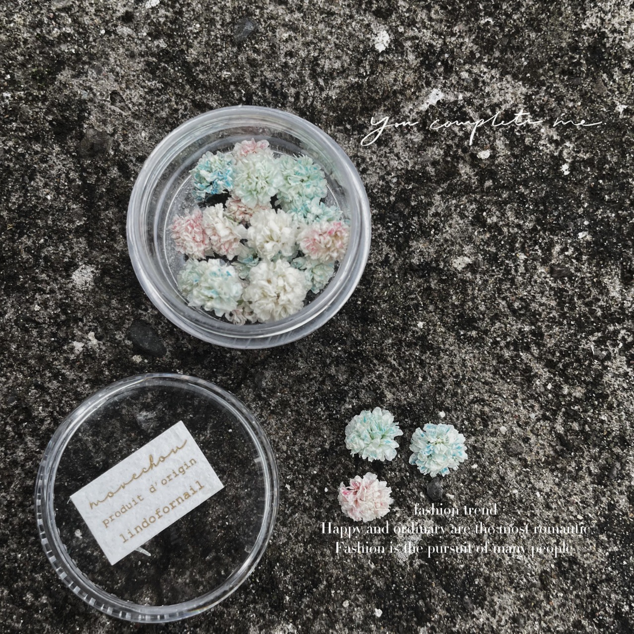 Japanese-style smint flower ball pile diamond nail art dried flower jewelry diy headdress earrings ring Time Gem series