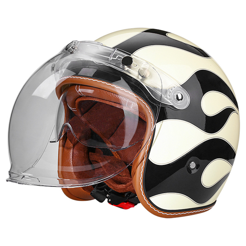 跨境复古头盔骑行摩托车头盔男女半盔机车安全帽3/4盔