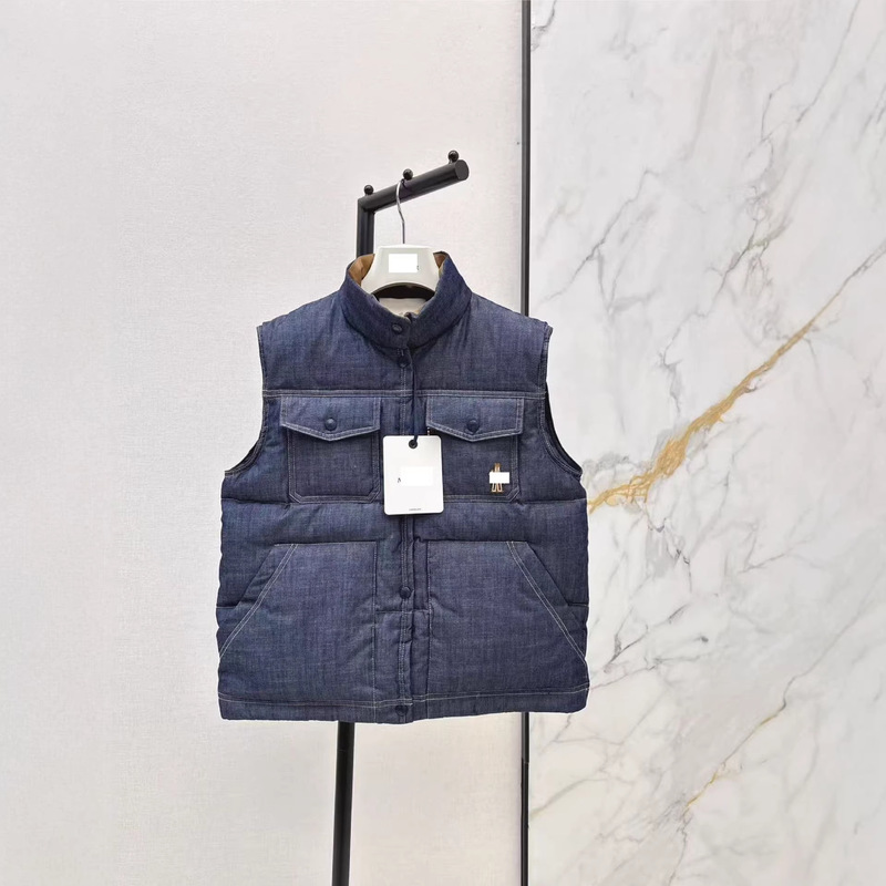 Shenzhen Nanyou 26 Early Spring Youthful and Stylish Denim Stand-Collar down Vest Jacket