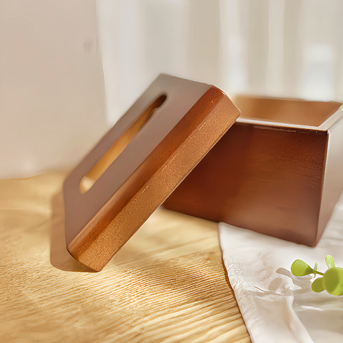 Wooden paper towel holder, Walnut color, New Chinese style, Household, Tissue box, Restaurant, Hotel, Retro, Simple, Living room, Factory wholesale