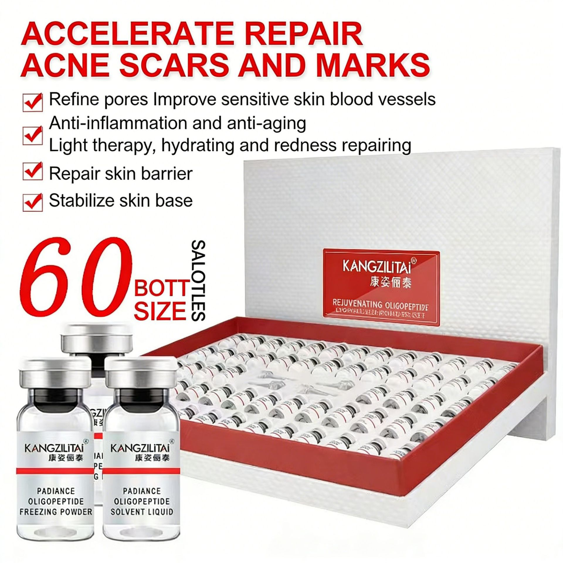 Cross-Border Oligopeptide Powder to Remove Acne Marks and Pits, Moisturize and Reduce Redness, Lyophilized Powder
