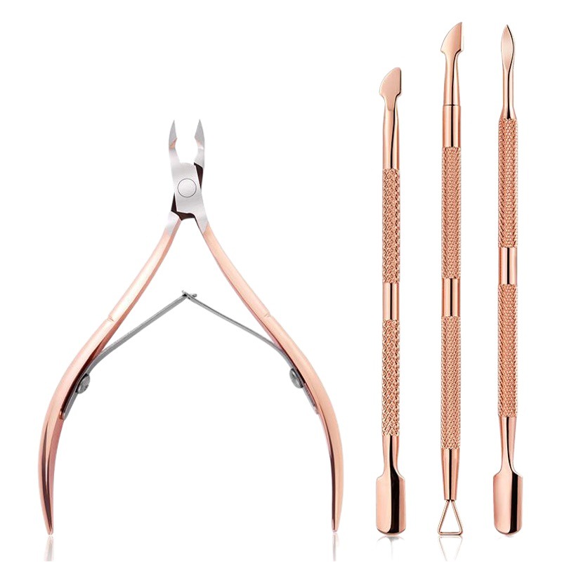 Fábrica en stock tijeras de piel muerta de acero inoxidable traje cortaúñas alicates de piel muerta cortaúñas de acero de doble cabeza herramientas de recorte