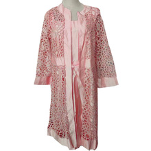 现货秋季新品女装纯色蕾丝开衫连衣裙两件套亚马逊wish外贸D3J072