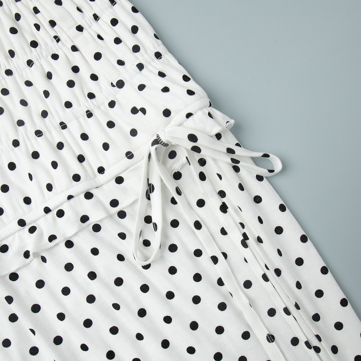 Women's Polka Dot Skirt Set Off-Shoulder Top & Pleated Midi Skirt Summer New Arrival_ecoleips.com