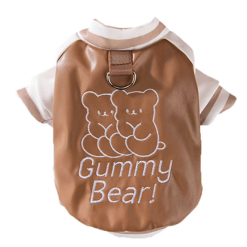 Otoño e invierno perro grueso y cálido ropa deportiva coreana uniforme de béisbol chaqueta acolchada de algodón de dos pies chaqueta de gato ropa para perros