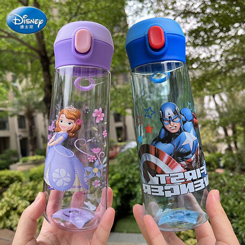 Детская бутылка для воды Disney для школы, портативная бутылка для воды для летнего спорта, устойчивая к падениям чашка для прямого питья для мальчиков и девочек
