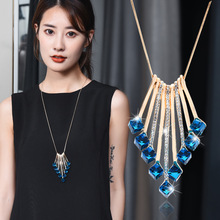 韩版流行毛衣链长款秋冬衣服配饰装饰品挂件时尚气质水晶项链批发