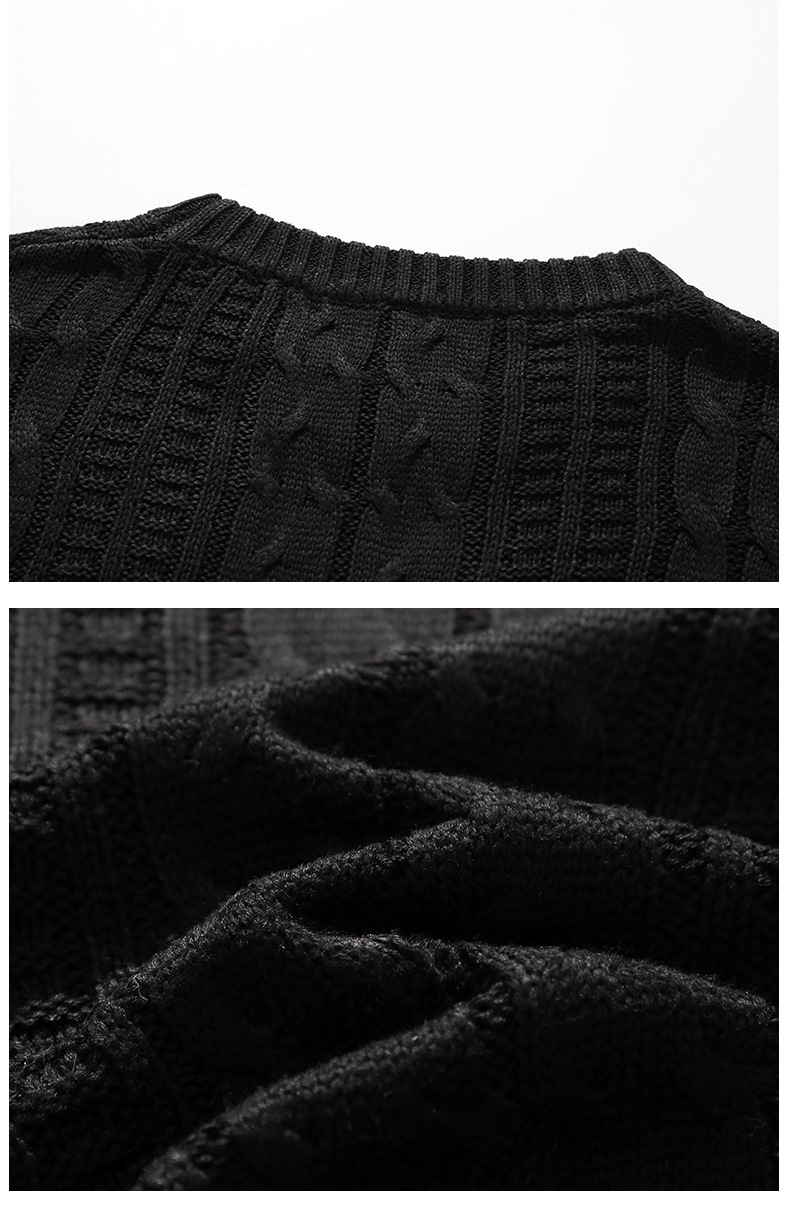 Trendy Men's Knitted Sweater Versatile Solid Colour Winter Style_voghion.com