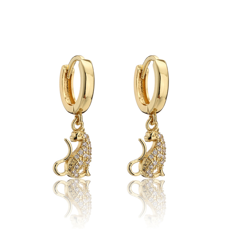 Boucles D&#39;oreilles Animal En Cuivre Micro-incrusté De Zircon display picture 5