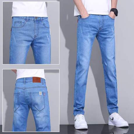 Summer Thin 2025 New Style Durable Stretch Jeans for Men, Trendy Slim-Fit Skinny Pants, Men's Long Trousers