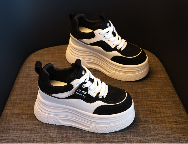 Giày sneaker nữ đế dày tăng chiều cao 9 cm, phong cách thể thao thời trang — màu nâu chi tiết 5