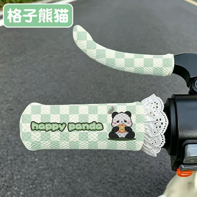 covers, cartoon waterproof cycling handlebar – Handlehold cover - lace-plaid-panda-handle-cover-brake-cover-set-of-two-universal