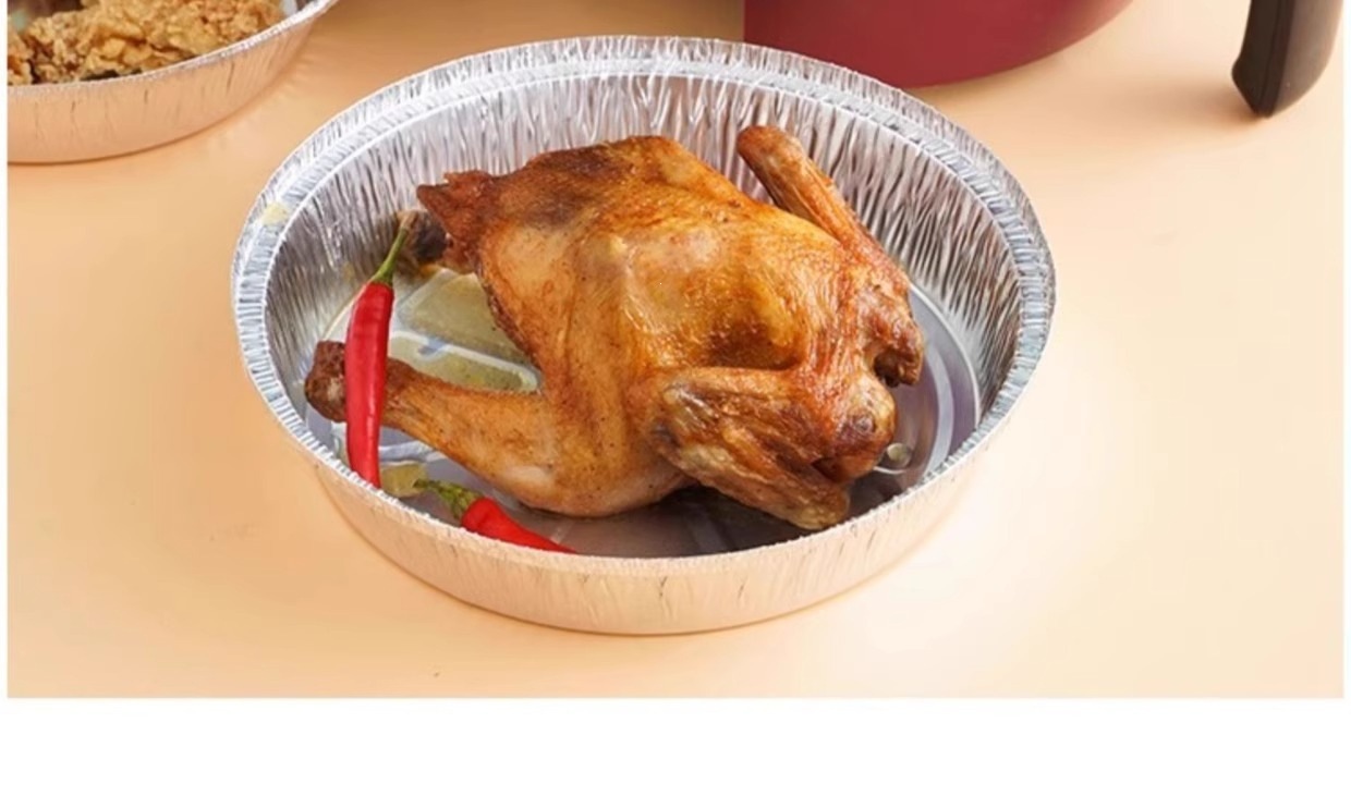 9 Inch Round Aluminum Foil Pans Deepened Thickened Disposable Baking Trays 100 Pack for Air Fryer Grill Oven preparation