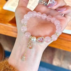 シンプルなレトロなピンクのビーズの瓢箪の粉の手の串の女性のブレスレット感の軽さの豪華な大衆の個性の百合の気質のブレスレット