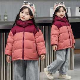 儿童羽丝服加厚款大中小童拼色外套男童女童宝宝冬季外穿鸭绒外套