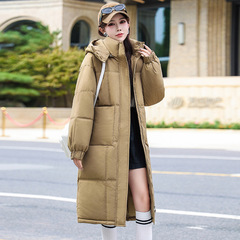 跨境加绒棉衣棉服2025女中长款冬季过膝新款棉袄韩版宽松加厚外套