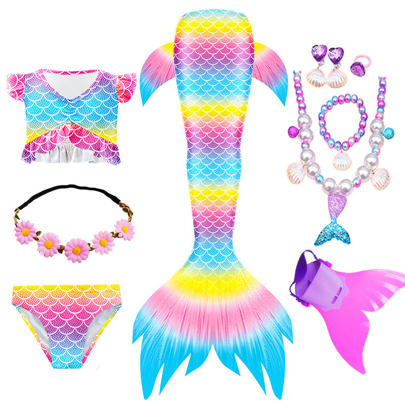 컬러풀한 스트라이프 3종세트 + 오리발 + 목걸이 5종세트