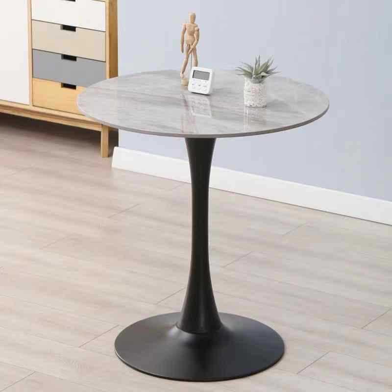 北欧轻奢岩圆桌阳台桌椅家用商务接待洽谈小圆桌子咖啡厅奶茶桌子