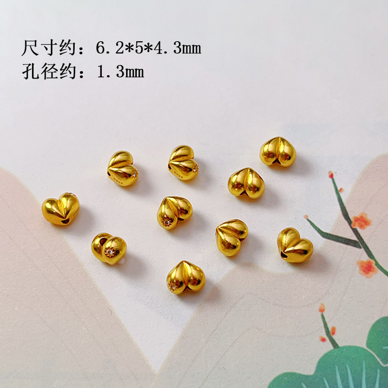 S925 Silver Gold-Plated Peach Heart Gourd Rotating Tube Fish Tail Spacer Bead Accessories Pendant Bracelet Charm DIY New