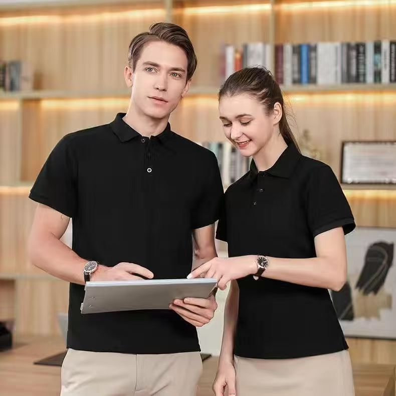 Summer Breathable Turn-down Collar Short Sleeve Polo Shirt for Men, Multi-color Unisex Pure Cotton T-shirt, Logo Printable, Sweat-absorbent Workwear Summer Breathable Turn-down Collar Short Sleeve Polo Shirt for Men, Multi-color Unisex Pure Cotton T-shirt, Logo Printable, Sweat-absorbent Workwear