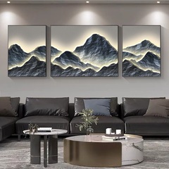 hot輕奢客廳裝飾掛畫大氣背有靠山三聯畫高級感沙發背景牆壁畫寓