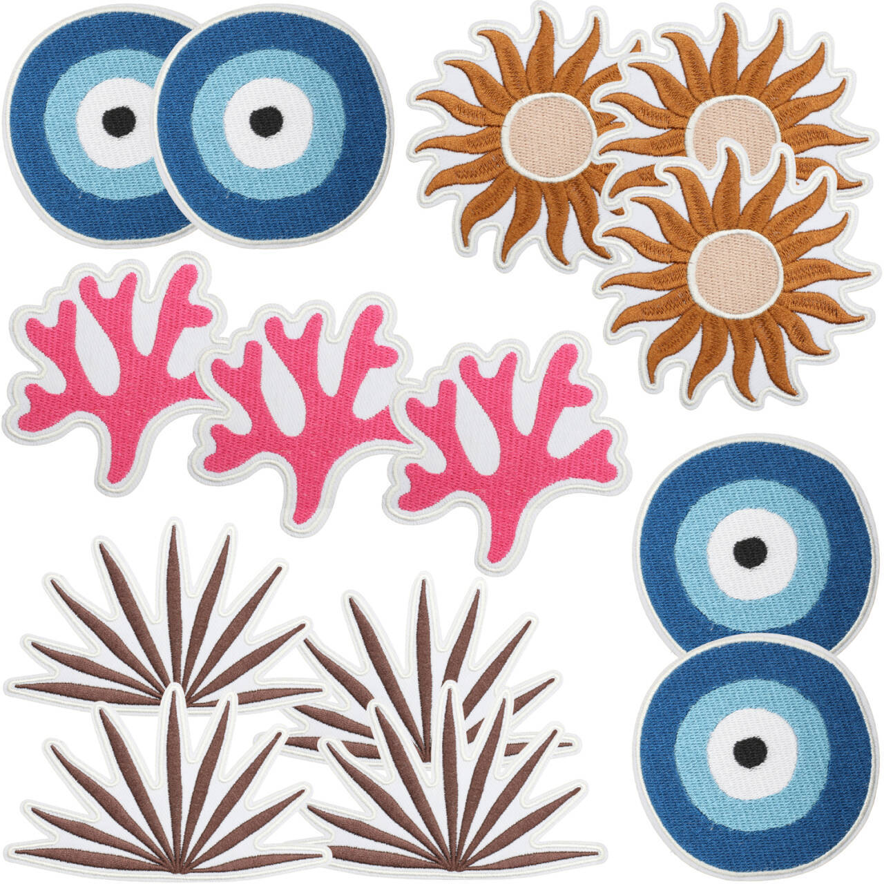 波西米亚风刺绣布贴异眼鹿角包包装饰补丁贴艺术太阳植物绣花标