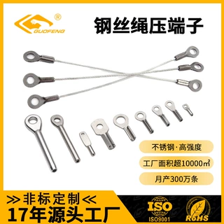 包胶钢丝绳压鱼眼端子拉索防坠落安全绳压制铝套钢丝绳压端子