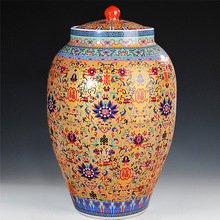 景德镇陶瓷米缸30斤56斤带盖油缸水缸酒缸储米罐桶防潮 客厅摆设