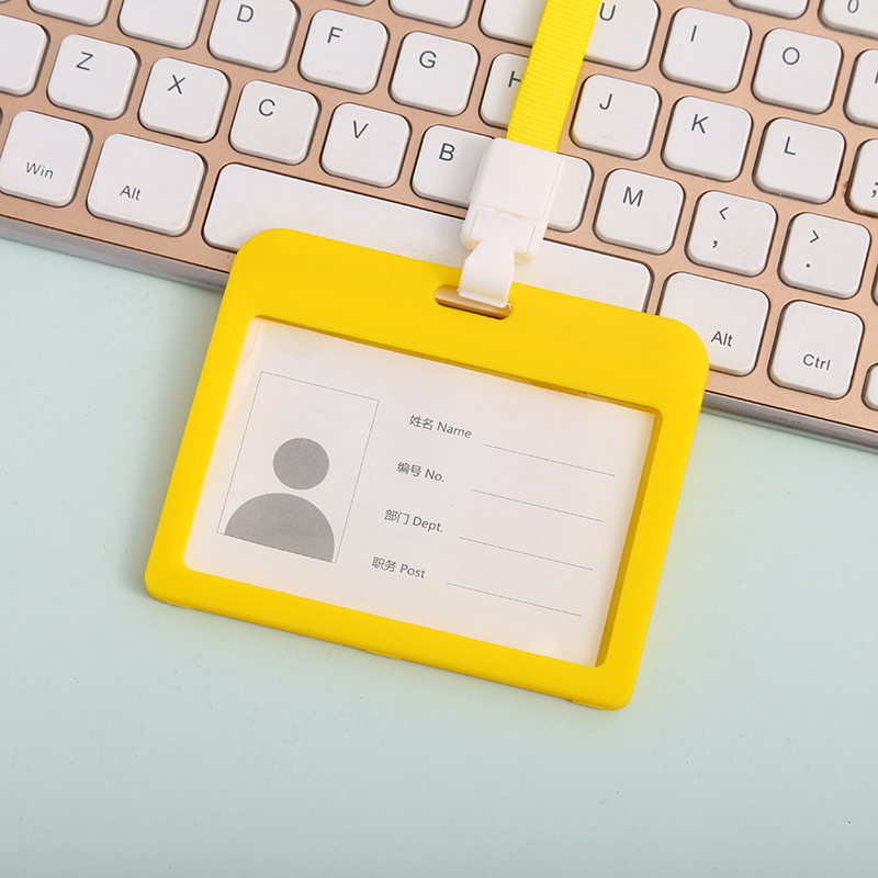 Funda protectora para tarjeta de identificación, porta tarjetas de autobús transparente de doble cara, porta tarjetas de identificación laboral, porta tarjetas de identificación de estudiante, cordón para tarjeta de identificación de exposición