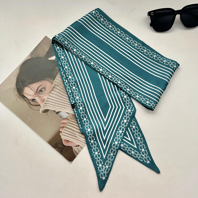 Bufandas de seda de ángulo oblicuo 2025 nuevo bufandas de diamante retrógrado decoración multifuncional de ángulo agudo moda bufandas largas correa de pelo